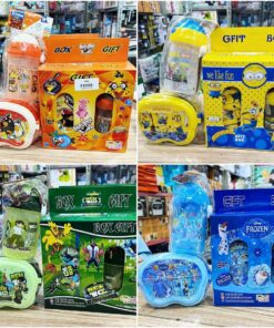 Plastic 2 in 1 Water Bottle and Lunch Box Gift Set | Gift Box | School Water Bottle