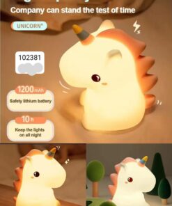 7 colour cute silicone unicorn LED night light usb rechargeable