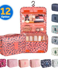 Portable Travel Toiletry Bag Travel Home Organizer Carry Cosmetic Makeup Bag, Wash Organizer Storage Handbag Pouch Bag, Pink & Leopard