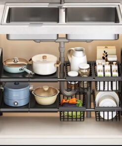 Iron under sink adjustable rack