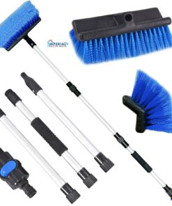 Solar panel Cleaning Pole with soft brush water through and instant ON/OFF switch Valve Brush: 27*10*10cm Pole size: 120*3*3cm(3.4cm dia)