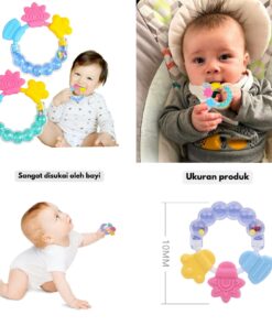 Rattle Shape Silicone Baby Teether  Toy, Teether For Babies And Infants, Baby Accessories