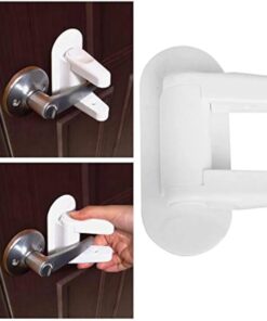 Door Lever Lock, ABS Child Safety Door Lock with 3M Adhesive, Anti-Lockout Child Proof Locks for Bedroom, Bathroom, Kitchen