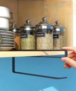 1pc Metal Cabinet Storage Hook for Towels and Tissues, No-Drill Wall Mount, Multi-Use Kitchen & Bathroom Organizer