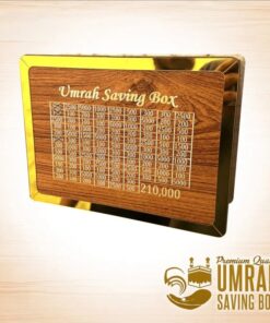 Umrah Saving Box - Wooden Umrah Saving Box - 280 Days Savings Plan - Islamic Halal Money Jar for Hajj & Umrah - Daily Pilgrimage Savings Tracker - Gift for Muslims Money Saving Box