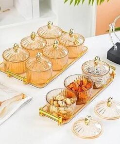 1 Trag & 3 Acrylic Bowl Fruit Snack Serving Plate Nut and Candy Serving Tray for Holiday Fruit 3 Grid|Home & Garden | Kitchen Storage & Organization | 1 Set Dry Fruit Tray