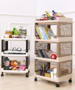 3 Layer Multifunctional Trolley Cart, Floor Standing Plastic Storage Shelf, Kitchen Bathrooms Bathroom Storage