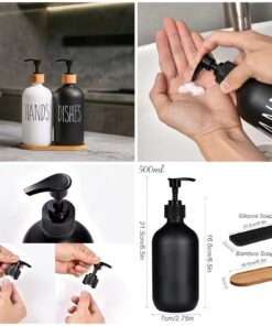 Soap Dispenser Glass with Bamboo Tray