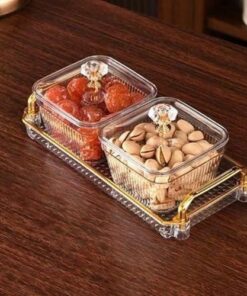 2 Bowl 1 Tray Set Dry Fruit Tray with Lid Divided Serving Tray with Lids for Living Room Candy