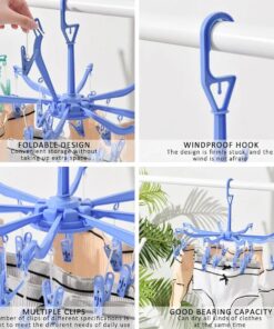 Foldable Round Shape Clip & Drip Clothes Hanger – Hanging Dryer Clothespins for Underwear, Socks & More