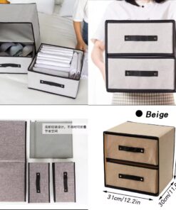 Washable Fabric Storage Box Drawer Clothes Socks Organizer  Cosmetic 2 Drawer Folding Storage