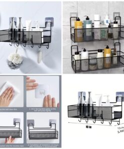 Self adhesive wall mounted iron shelf with hook