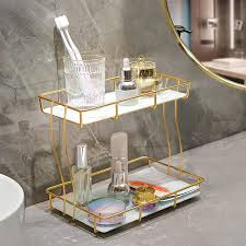 2 Tier Rectangular golden vanity stand SK