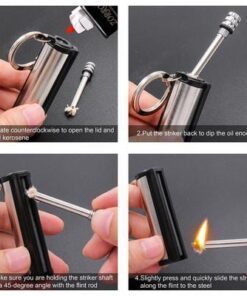 Fire Starter Flint Match Lighter Keychain Camping Emergency Gear Survival