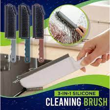 3in1 Kitchen and Bathroom Soft Silicone Cleaning Brush with Wiper
