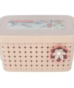 Multipurpose flower Storage Basket Vanity Storage Organizer With Lid    (Medium size)