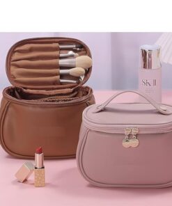 Leather Cosmetic Bag | Makeup Bag | Portable Cosmetic Bag | Travel Makeup Organizer