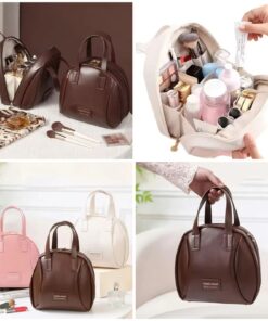 Round Shape Cosmetic Leather Pouch