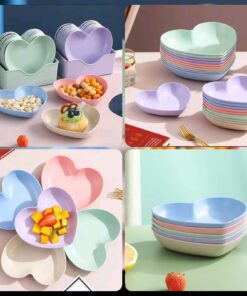 Heart shape 10psc plate set with holder SK
