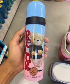 Stainless Steel Water Bottle With Teddy Bear Design