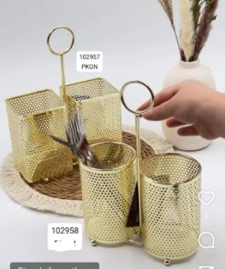Cutlery holder metal golden