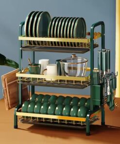 3 layer Dish Drainer Stainless Kitchen Dish Rack Storage Shelf Plate Knife Sink Drying Organizer and Storage Kitchen Accessories