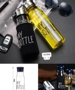 Glass bottle with pouch