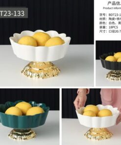 Ceramic bowl with golden stand