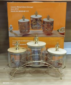 3pcs jar set with metal stand