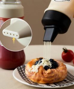 5 Holes - 500ml Squeeze Sauce Bottle Ketchup Storage Container With Lid