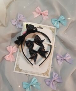 Fashion Double Bowknot Headband Solid Color Hair Bands Accessories Solid Color Headband