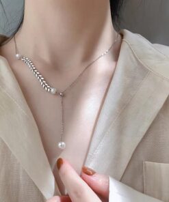 Trendy Simple Korean Style Fashionable Adjustable Golden Pearl Chain Necklaces for Girls
