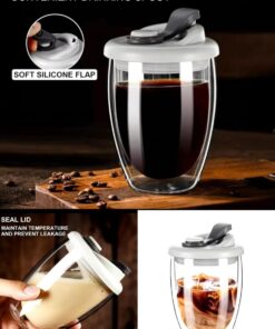 Double wale glass with lid Big size 450ml