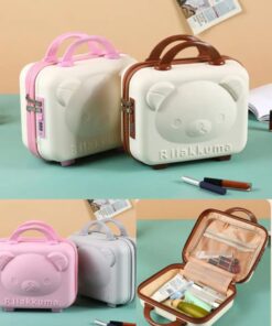 Bear-Shaped Hanging Makeup Organizer - Durable PP Material, Portable Cosmetic Storage Bag