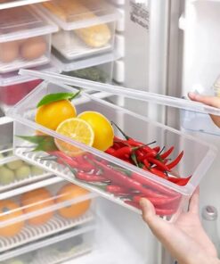 Fridge Storage Food Containers Fridge Organizer , Stackable Plastic Fish, Meat, Vegetables & Fruits Container for Kitchen