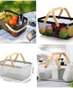 Vegetable / Fruit Mesh Basket With Wooden Handle