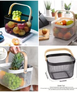 Vegetable / Fruit Mesh Basket With Wooden Handle