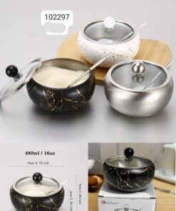 Sugar pot steel material glass lid