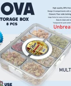 Nova Storage Container Snack Tray Organizer Fridge Storage Box with Transparent Lid Detachable for Snacks    (8 in 1 Set )