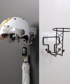 Helmet And Cap Organizer Stand With Sticky Sticker And Drilling Hook