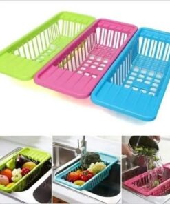 Over the Sink Colander Fruits and Vegetables Drain Basket Strainer Sink Washing Basket for Kitchen