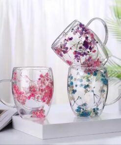 Double wall flower mug 350ml