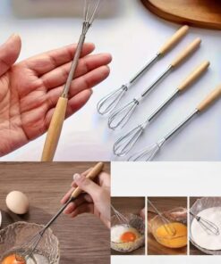 Premium Stainless Steel Whisk with Solid Wood Handle
