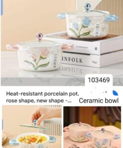 Ceramic bowl with glass lid 1200ml