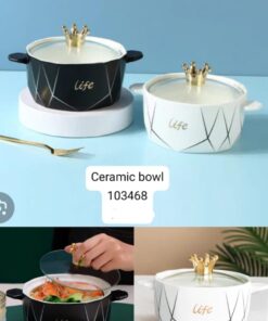 Ceramic bowl with glass lid 1200ml