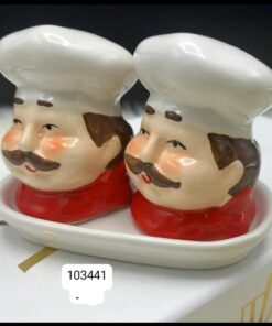 Ceramic salt and pepper with tray