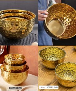 Stainless steel golden bowl 21cm deep 14cm