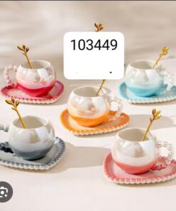 Cap and saucer with steel spoon