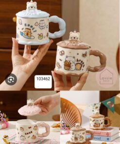 Character mug with lid ceramic