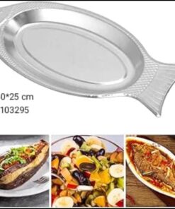 Stainless steel fish serving plate size 40/25cm